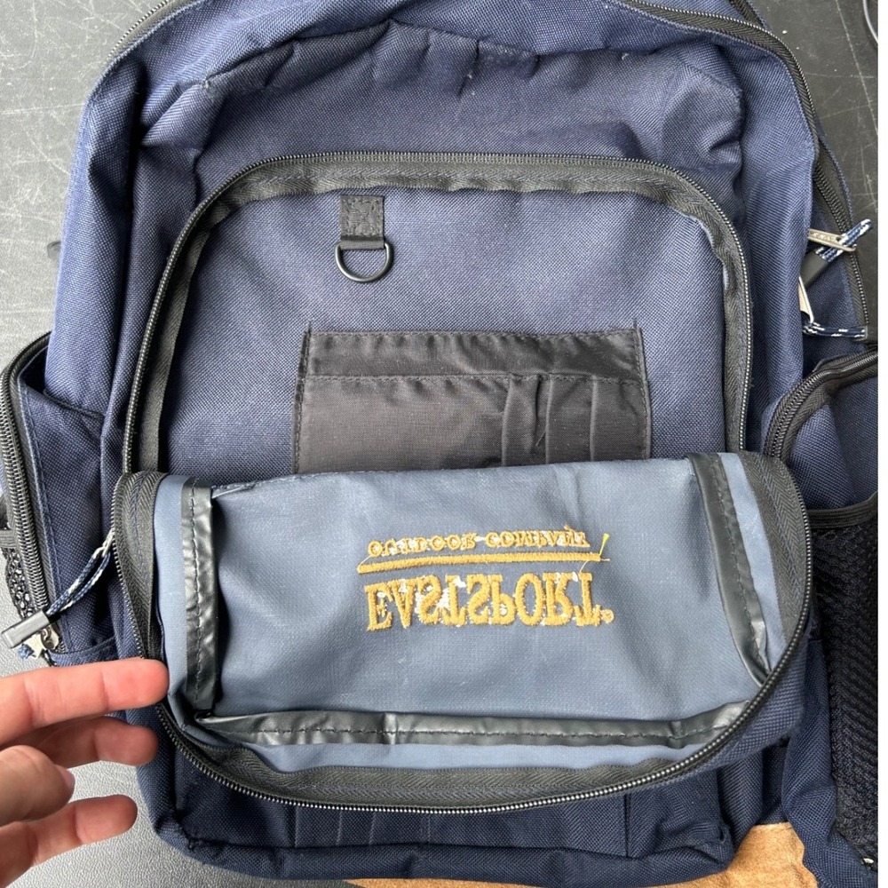 Eastsport Canvas Backpack Heritage Outdoor Rucksack Navy Blue Suede Trim School - Picture 8 of 15